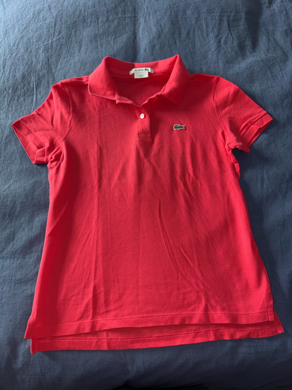 EUC AUTHENTIC WOMEN’S LACOSTE CORAL RED POLO SHIRT SIZE 36
